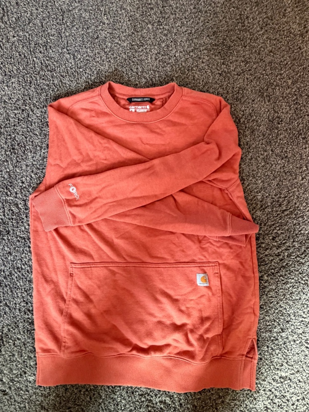Carhartt Rust Orange Crewneck Sweatshirt with Pocket